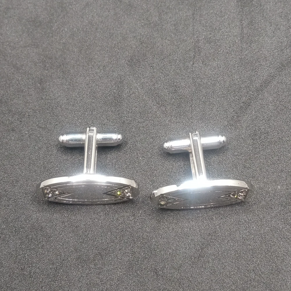 Sophisticated Silver Cufflinks with Sparkly Stones And Designs
